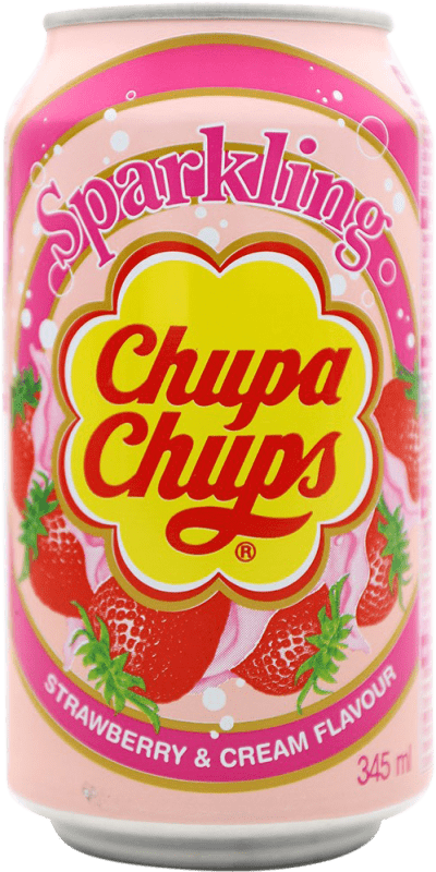 Free Shipping | Soft Drinks & Mixers Chupa Chups Strawberry & Cream Spain Can 33 cl