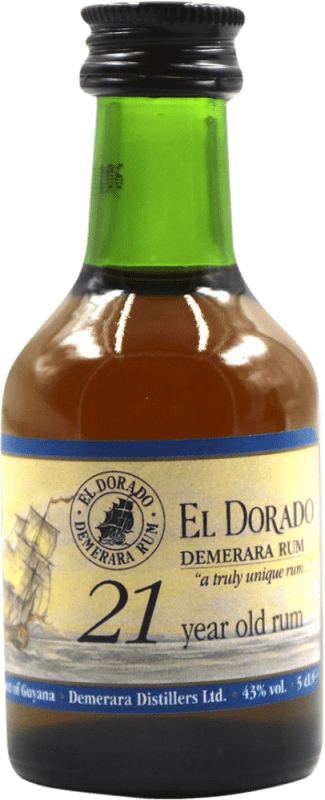 Envoi gratuit | Rhum Demerara El Dorado Guyane 21 Ans Mini-Bouteille 5 cl
