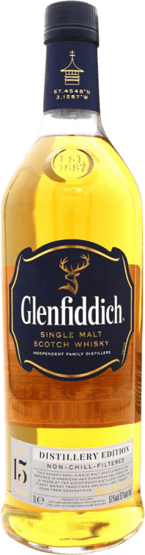 Envoi gratuit | Single Malt Whisky Glenfiddich Non Chill Filtered Ecosse Royaume-Uni 15 Ans 1 L