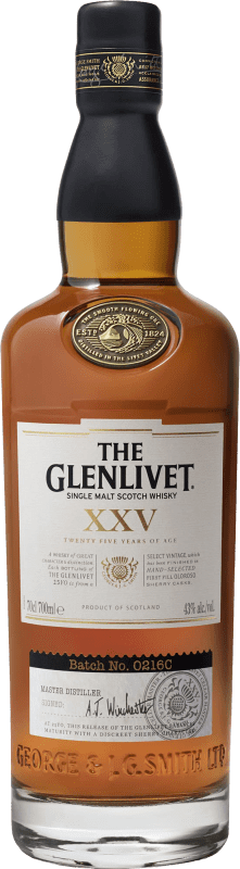 Kostenloser Versand | Single Malt Whisky Glenlivet Großbritannien 25 Jahre 70 cl Sammlerstück Nicht zum Verzehr Geeignet