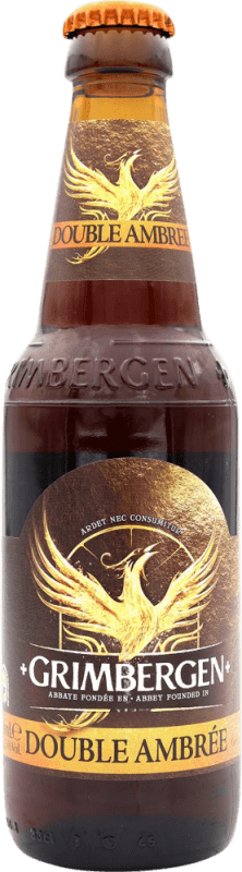 Бесплатная доставка | Пиво Grimbergen Ambrée — Янтарное, Double Malt — Двойной солод Бельгия Бутылка на треть 33 cl