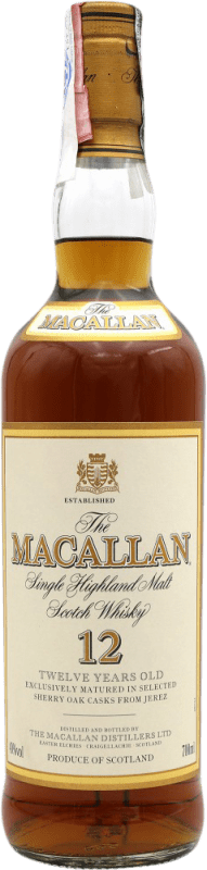 Kostenloser Versand | Whiskey Single Malt Macallan Sherry Oak Old Label Sammlerexemplar Großbritannien 12 Jahre 70 cl