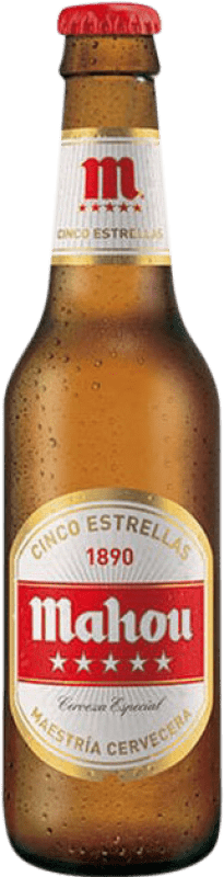 Free Shipping | 12 units box Beer Mahou 5 Estrellas Spain Small Bottle 25 cl