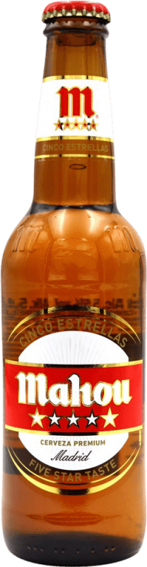 Free Shipping | Beer Mahou 5 Estrellas Premium Spain Third-Liter Bottle 33 cl