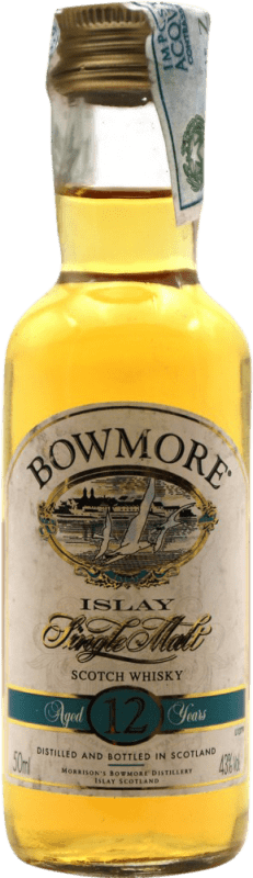 免费送货 | 威士忌单一麦芽威士忌 Morrison's Bowmore 收藏家标本 苏格兰 英国 12 岁 微型瓶 5 cl