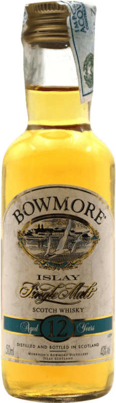28,95 € Envío gratis | Whisky Single Malt Morrison's Bowmore 12 Años Botellín Miniatura 5 cl Ejemplar Coleccionista No Apto para Consumo