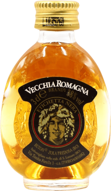 Envío gratis | Brandy Vecchia Romagna Etiqueta Negra Italia Botellín Miniatura 4 cl