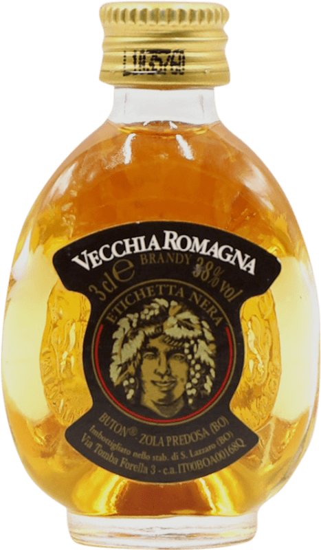 Kostenloser Versand | Brandy Vecchia Romagna Etiqueta Negra Italien Miniaturflasche 4 cl