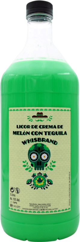 36,95 € Envio grátis | Licor Creme Whisbrand Melón con Tequila Garrafa Especial 3 L