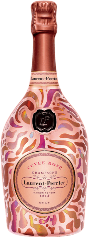 136,95 € Бесплатная доставка | Розовое игристое вино Laurent Perrier Cuvée Rosé Metal Jacket Pétalos A.O.C. Champagne