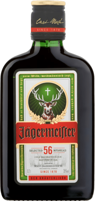 6,95 € Spedizione Gratuita | Scatola da 9 unità Liquore alle Erbe Mast Jägermeister Bottiglietta Mignon 2 cl