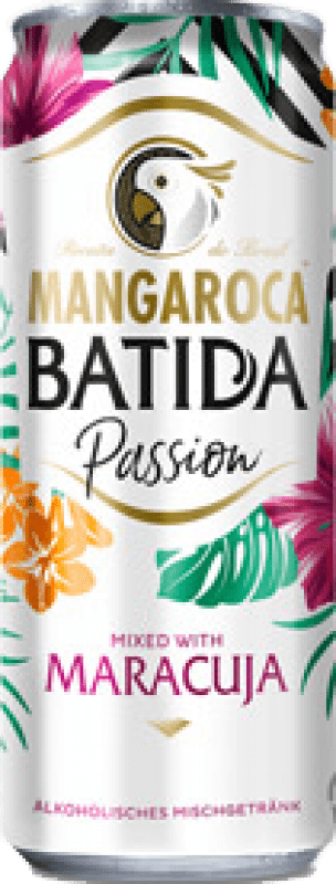 Envio grátis | Caixa de 12 unidades Refrescos e Mixers Mangaroca Batida Passion Brasil Lata 25 cl