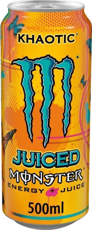 Free Shipping | 12 units box Soft Drinks & Mixers Monster Energy Juiced Khaotic Ireland Medium Bottle 50 cl