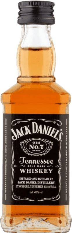 Kostenloser Versand | 10 Einheiten Box Whisky Bourbon Jack Daniel's Old Nº 7 Tennessee PET Tennessee Vereinigte Staaten Miniaturflasche 5 cl