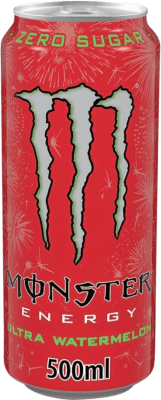 饮料和搅拌机 盒装12个 Monster Energy Ultra Watermelon Zero Zucker 瓶子 Medium 50 cl