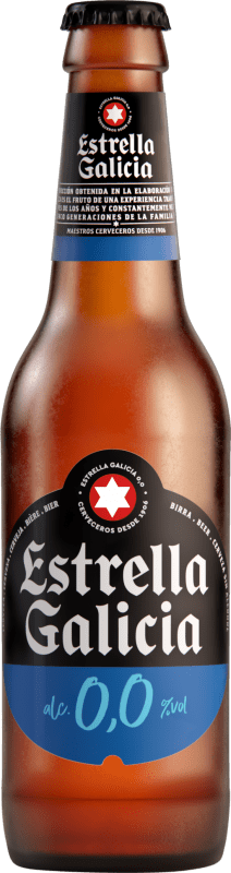 7,95 € Spedizione Gratuita | Scatola da 6 unità Birra Estrella Galicia Bottiglietta 25 cl 0.0 Zero Zero