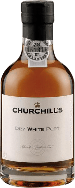 7,95 € Kostenloser Versand | Verstärkter Wein Churchill's White Dry Trocken I.G. Douro Kleine Flasche 20 cl