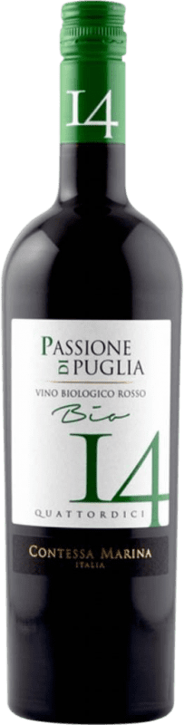 Envoi gratuit | Vin rouge Contessa Marina Passione 14 Quattordici cm Rosso I.G.T. Puglia Pouilles Italie Merlot, Primitivo, Nero di Troia, Negroamaro 75 cl