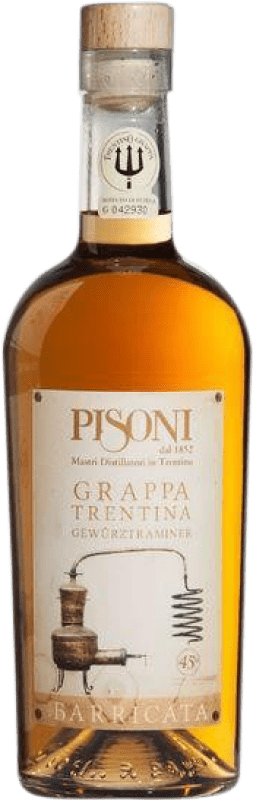 Envio grátis | Aguardente Grappa Pisoni Barricata Trentin Trentino Itália Gewürztraminer 70 cl