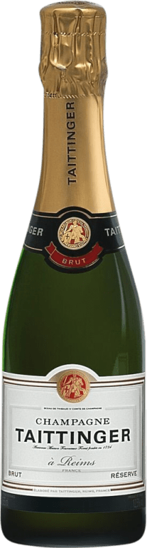 27,95 € Envio grátis | Espumante Branco Taittinger Brut — Bruto Reserva A.O.C. Champagne Meia Garrafa 37 cl