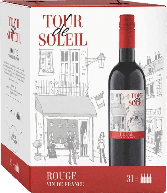 Envio grátis | Vinho tinto Tour de Soleil Rouge França Merlot, Syrah, Cabernet, Marselan Bag in Box 3 L