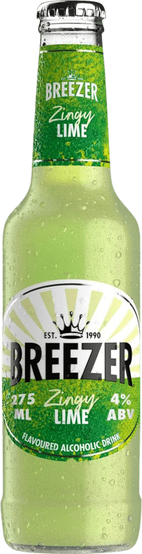 75,95 € Envio grátis | Caixa de 24 unidades Rum Bacardí Breezer Zingy Lima Garrafinha 27 cl