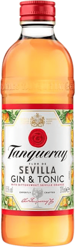 38,95 € Envio grátis | Caixa de 12 unidades Refrescos e Mixers Tanqueray Flor de Sevilla Gin Tonic Garrafa Pequena 27 cl
