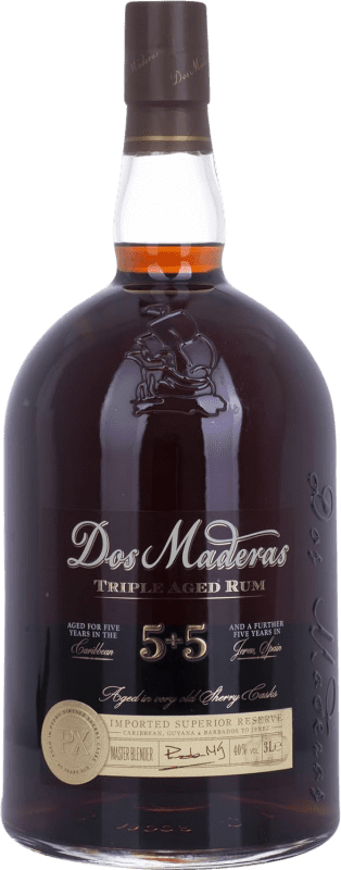 158,95 € | Rhum Enrique Mendoza Dos Maderas PX 5+5 Pedro Ximénez Barbade Bouteille Spéciale 3 L