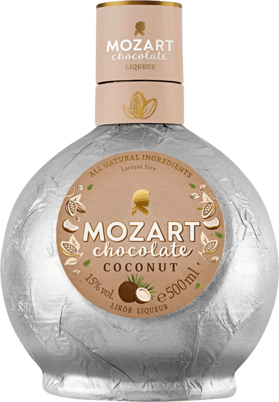 Envío gratis | Crema de Licor Suntory Mozart Coconut Chocolate Japón Botellín Miniatura 5 cl