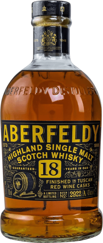 169,95 € Envio grátis | Whisky Single Malt Aberfeldy Bolgheri Red Cask Finish — Afinado em Barrica 18 Anos