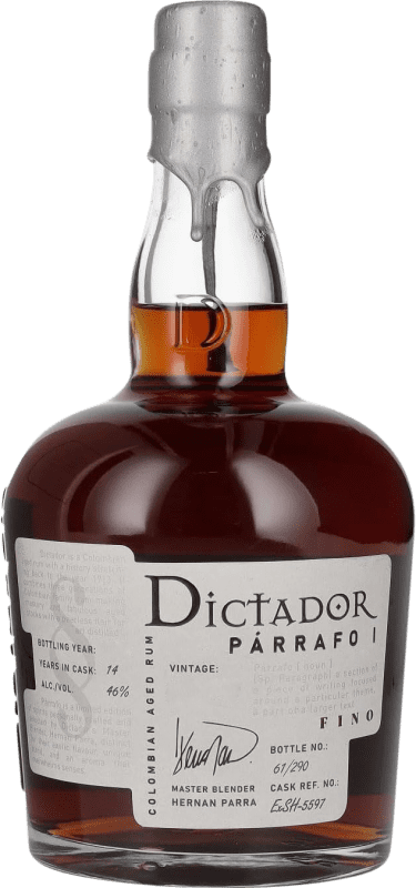 169,95 € 免费送货 | 朗姆酒 Dictador Párrafo I Fino Vintage 14 岁