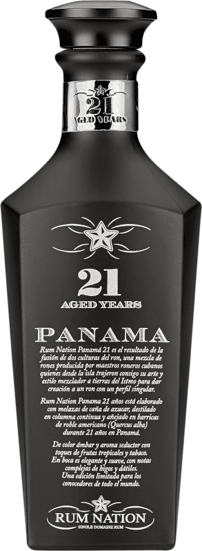 123,95 € | Rhum Rum Nation Panama Black — Édition Noire, Édition Limitée Réunion 21 Ans 70 cl