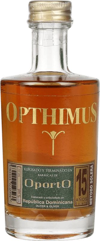 Kostenloser Versand | Rum Oliver & Oliver Opthimus OportO Cask Finish Fassreifung, Solera Dominikanische Republik 15 Jahre Miniaturflasche 5 cl