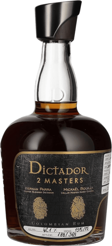 Envío gratis | Ron Dictador 2 Masters Hardy Cask Finish — Acabado en Barrica Colombia 40 Años 70 cl