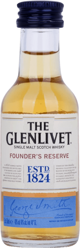9,95 € Envío gratis | Whisky Blended Glenlivet Founder's Selection — Selección Reserva Botellín Miniatura 5 cl