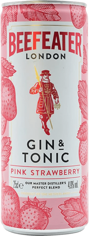 79,95 € Spedizione Gratuita | Scatola da 12 unità Gin Beefeater Cóctel Gin &Tonic Redi Pink Lattina 25 cl