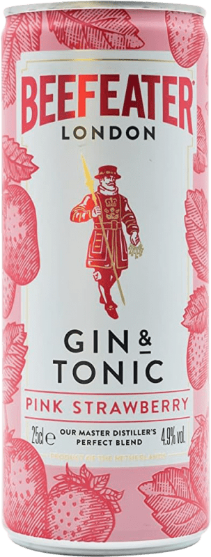 42,95 € Бесплатная доставка | Коробка из 12 единиц Напитки и миксеры Beefeater Cóctel Gin &Tonic Redi Pink Банка 25 cl