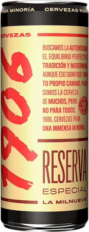 Envio grátis | Caixa de 10 unidades Cerveja Estrella Galicia 1906 Especial Reserva Espanha Lata 33 cl