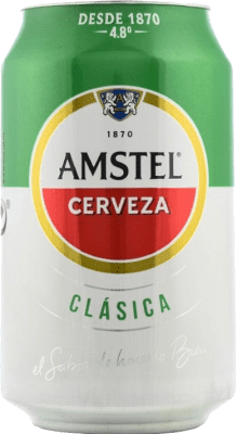 Бесплатная доставка | Коробка из 24 единиц Пиво Amstel Lager, Классический Нидерланды Жестяная банка 33 cl