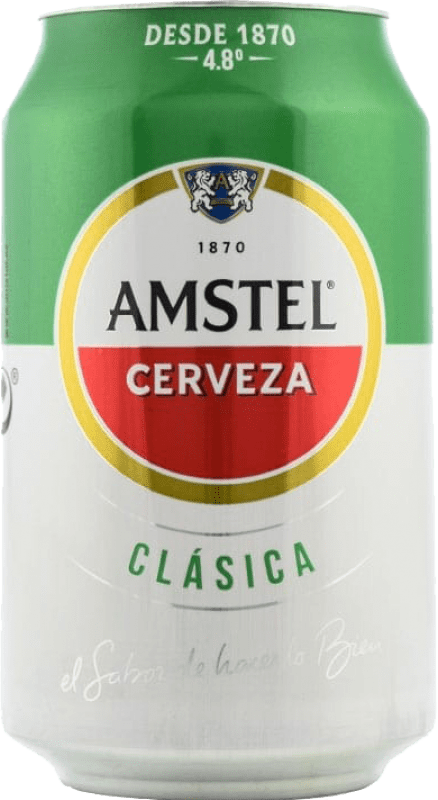 Free Shipping | 24 units box Beer Amstel Lager, Classic Netherlands Can 33 cl