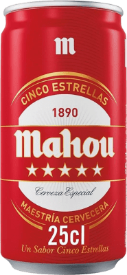 ビール 24個入りボックス Mahou 5 Estrellas Lager Especial Dorada アルミ缶 25 cl