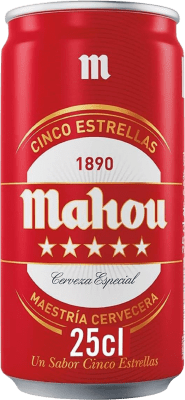 25,95 € | Коробка из 24 единиц Пиво Mahou 5 Estrellas Lager Especial Dorada Испания Банка 25 cl