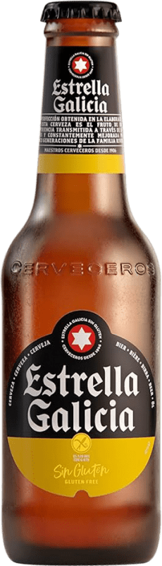 36,95 € Envio grátis | Caixa de 24 unidades Cerveja Estrella Galicia Lager Garrafa Pequena 25 cl