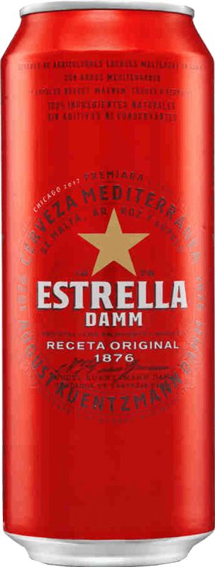 68,95 € Free Shipping | 24 units box Beer Estrella Damm Lager Mediterránea Medium Tin 50 cl