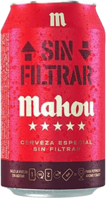 31,95 € | Коробка из 24 единиц Пиво Mahou Tradicional Artesanal sin Filtrar Испания Банка 33 cl