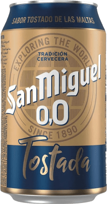 免费送货 | 盒装24个 啤酒 San Miguel Tostada Lager 0,0 西班牙 铝罐 33 cl 不含酒精