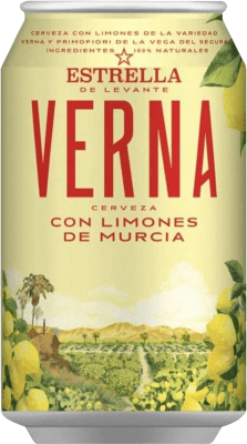 26,95 € | Коробка из 24 единиц Пиво Estrella de Levante Limón Испания Банка 33 cl