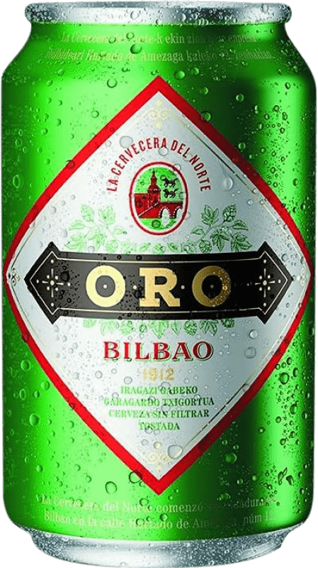 61,95 € Free Shipping | 24 units box Beer Cervecera del Norte. Oro Tostada sin Filtrar Can 33 cl