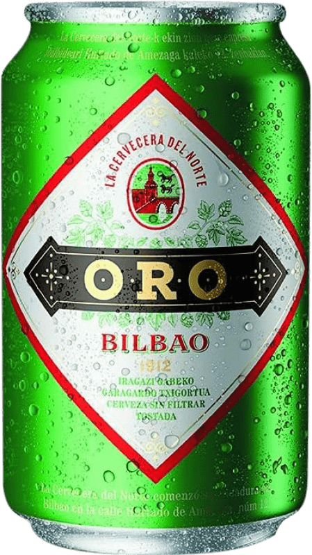 42,95 € Бесплатная доставка | Коробка из 24 единиц Пиво Cervecera del Norte. Oro Tostada sin Filtrar Банка 33 cl