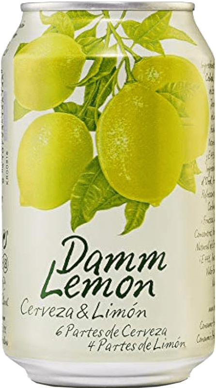 18,95 € Бесплатная доставка | Коробка из 24 единиц Пиво Estrella Damm Lemon Clara Mediterránea Банка 25 cl